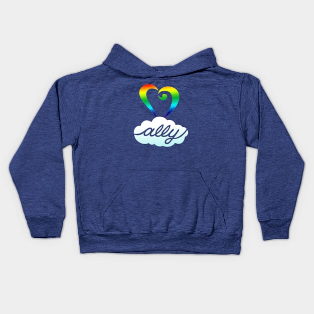 Rainbow Heart LGBT Ally Shirt Kids Hoodie by AdrienneAllen